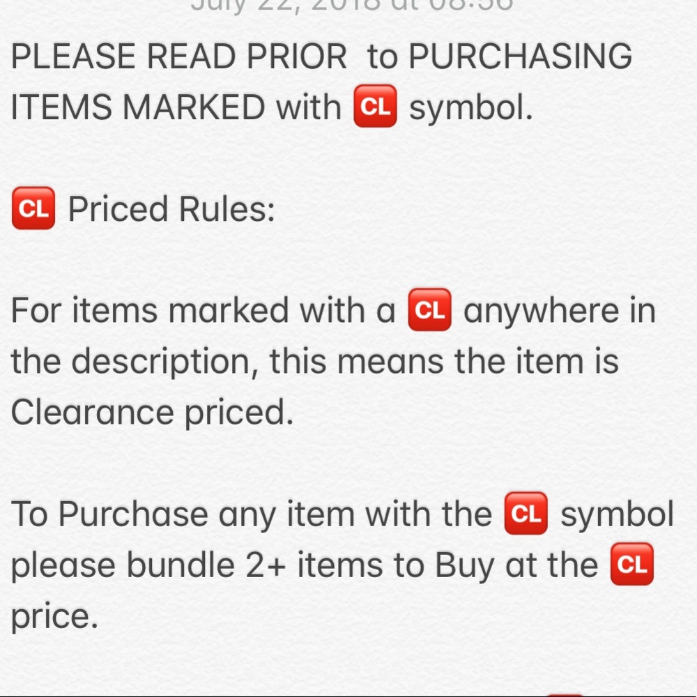 POLICIES on Items Marked with 🆑